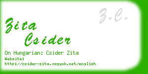 zita csider business card